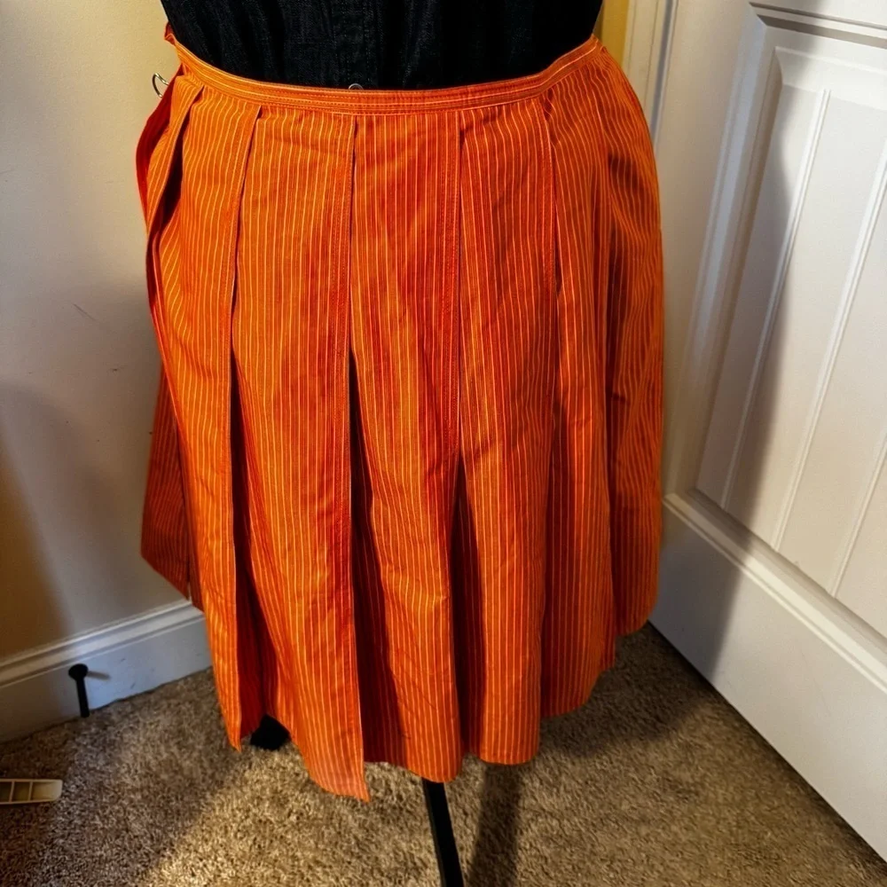 Express Orange Pleated Skirt